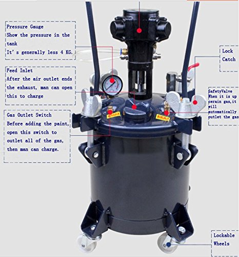 **5 Gallon Pressure Paint Mixer Pot - Pneumatic Paint Mixing Bucket for Air Spray Painting - Ideal for Automotive, Industrial & DIY Coating Projects**