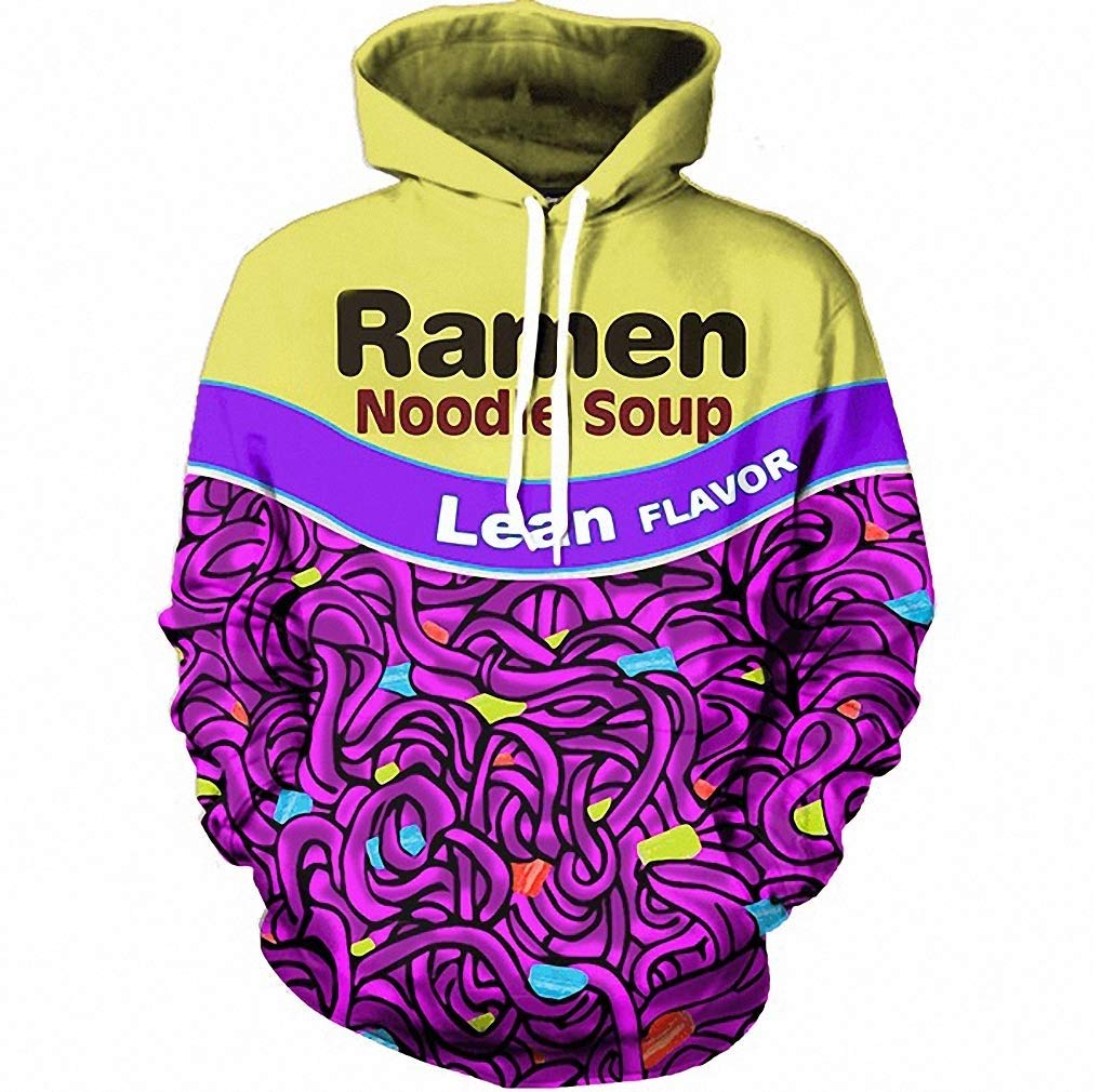 JOOCAR Unisex 3D Print Funny Ramen Noodle Soup Hoodie - Soft Cotton Pullover Hooded Sweatshirt for Men & Women | Perfect for Casual Wear, Street Fashion & Anime Lovers