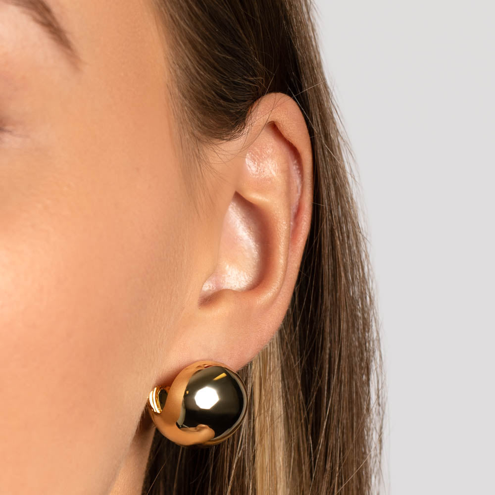 Chunky Ball Huggie Earrings in Gold - Trendy Hoop Earrings for Women, Minimalist Dainty Jewelry Gift - Perfect for Everyday Wear, Parties & Special Occasions