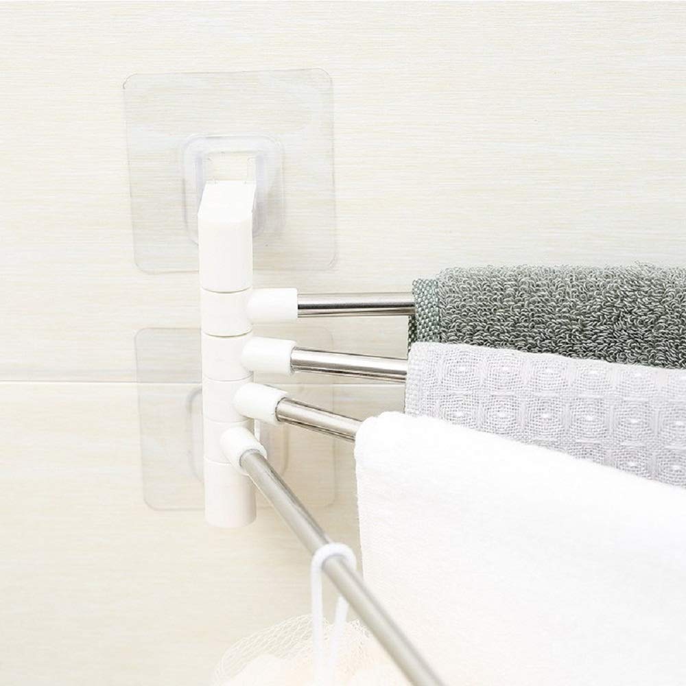 ARRAY Platinum 4-Bar Stainless Steel Folding Towel Rack - Chrome Finish Space-Saving Organizer for Bathroom & Kitchen - Portable Stand with Hangers for Towels, Robes & Clothes (Ideal for Small Spaces & Dorm Rooms)