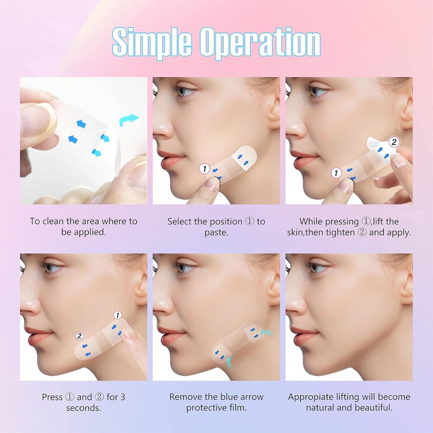 ZHAOMEI Invisible Face Lifter Tape - Instant Facelift for Sagging Skin (120pcs) - Perfect for Parties & Events