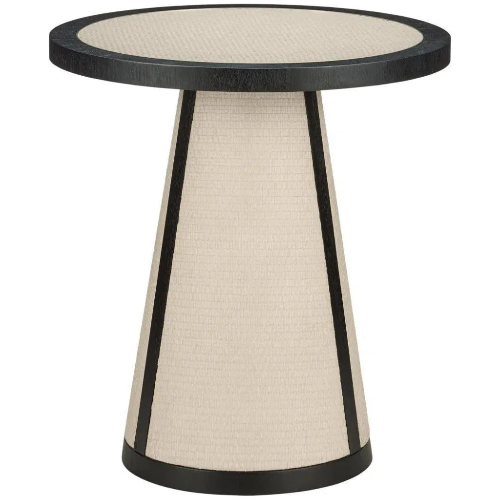 24 Inch Deanna Wood & Raffia Round Accent Table - Stylish Side Table for Living Room, Bedroom, or Patio Decor