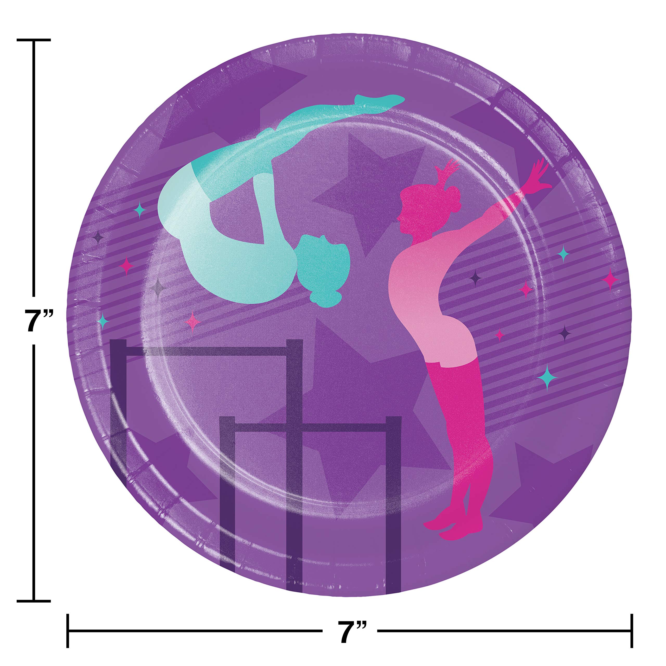 Colorful Gymnastics Themed Dessert Plates - Pack of 8 for Birthday Parties, Sports Celebrations & Kids Events - Perfect for Gymnastics Birthday Cakes, Cupcakes and Party Snacks