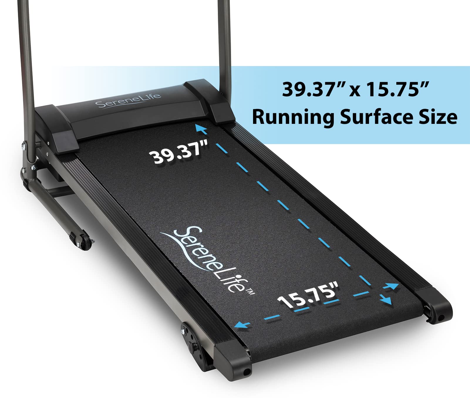 SereneLife Folding Treadmill - Electric Motorized Running Machine for Home Gym, Cardio Workout & Fitness Training | Compact Space-Saving Design for Apartments & Small Spaces