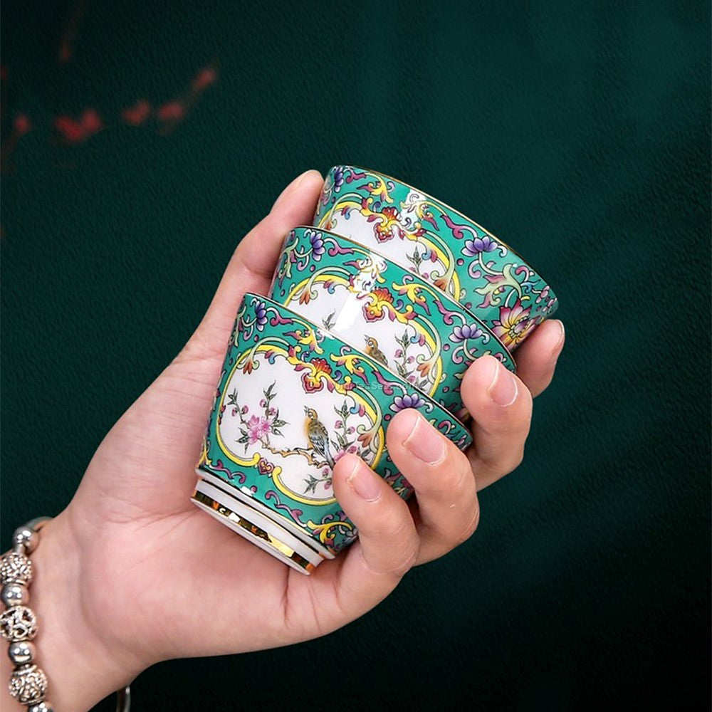 Premium Enamel Porcelain Tea Set - 4 Seasons Floral Design, 12-Piece Gift Box Set for Afternoon Tea, Home Decor & Special Occasions