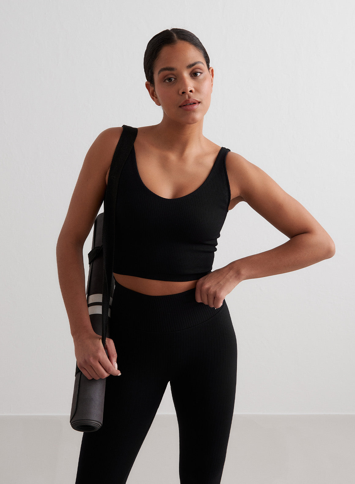 Black Ribbed Seamless Bralette - Comfortable Wireless Bra for Women | Perfect for Yoga, Lounge & Everyday Wear