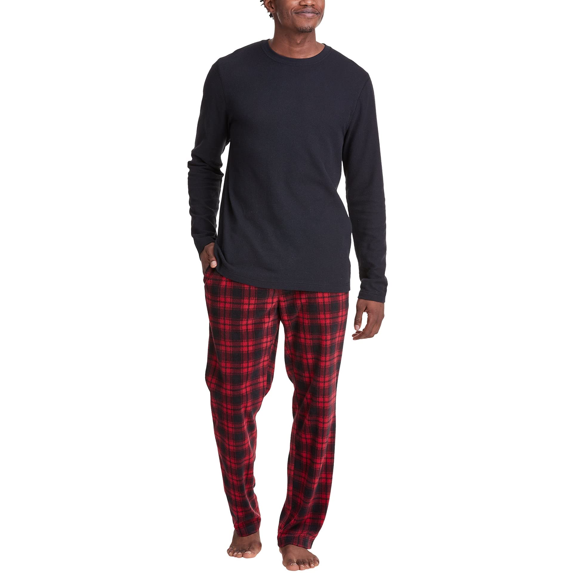 Hanes Men's Tagless Micro-Fleece Pajama Set - Soft 2-Piece Sleepwear for Winter & Lounge Wear - Perfect for Cozy Nights, Relaxing at Home & Gift Giving