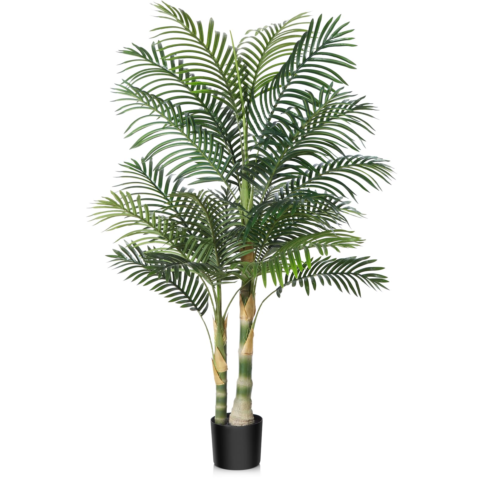 Kazeila 5FT Artificial Golden Cane Palm Tree - Realistic Fake Indoor Plant with Dense Foliage - Home Office Decor - Perfect for Living Room, Bedroom & Balcony Decoration
