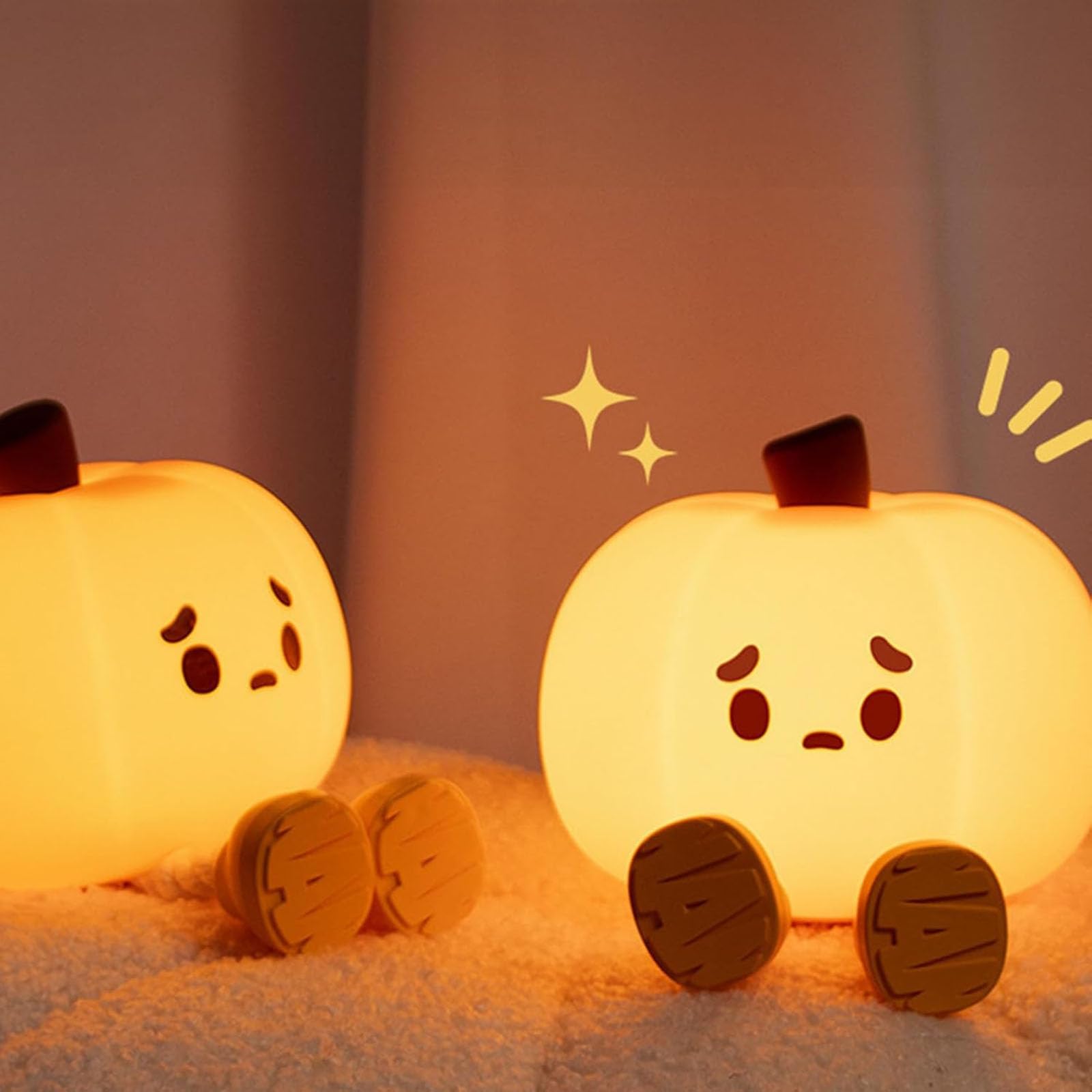 Pumpkin Buddy LED Night Light - Cute Silicone Halloween Decor for Kids, Bedroom, Nursery & Party | Dimmable, Safe & Portable Pumpkin Light for Fall, Thanksgiving & Home Decor