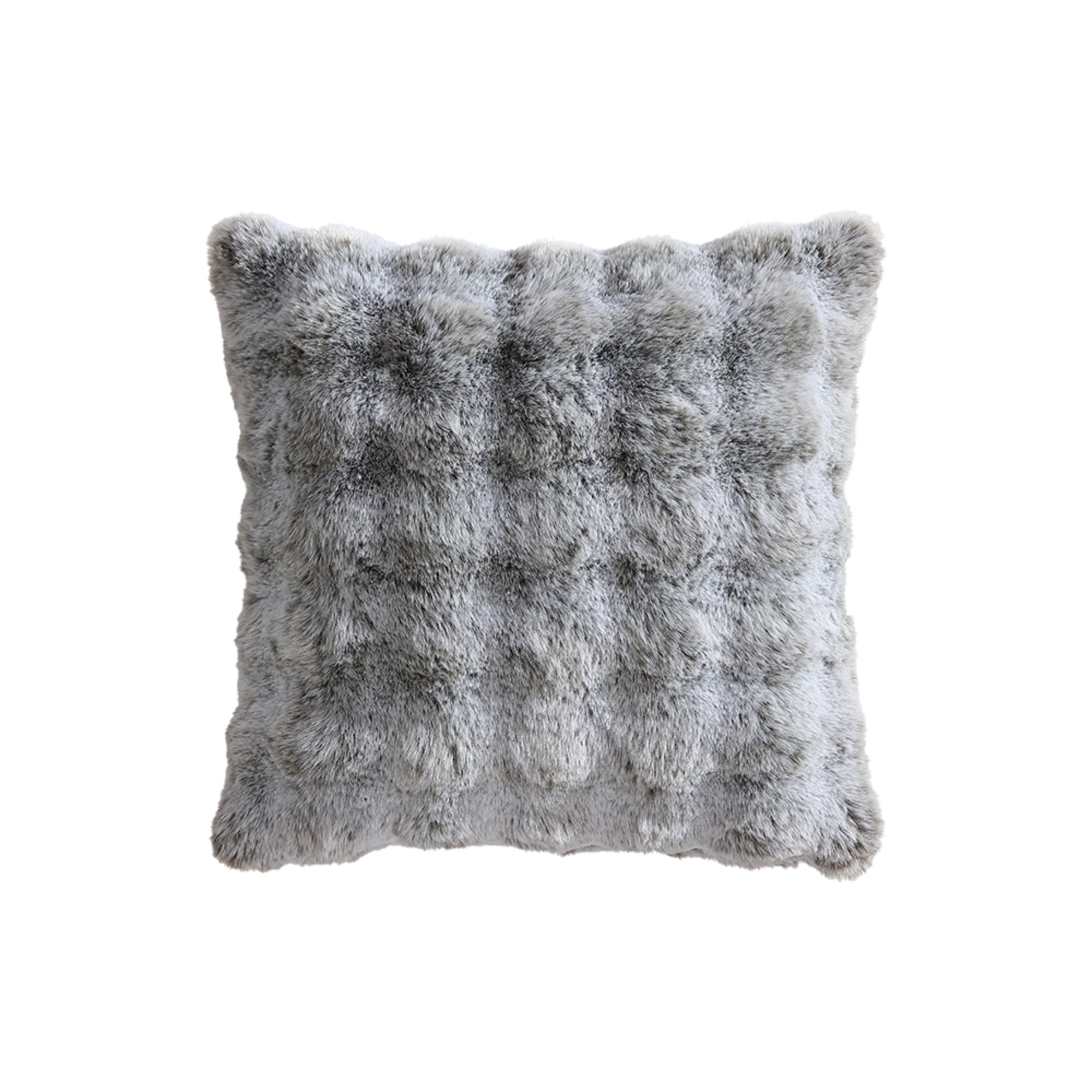 Luxury Grey Rabbit Fur Square Cushion Pillow - Soft Faux Fur Home Decor Throw Pillow for Sofa, Bed, Living Room - Elegant Home Accessories by Logan & Mason Platinum Collection