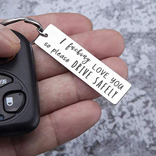 Personalized 'I Love You So Please Drive Safely' Keychain - Thoughtful Birthday Gift for Boyfriend, Husband, Dad | Men & Women Car Accessories | Perfect Stocking Stuffer & Anniversary Present for Safe Driving