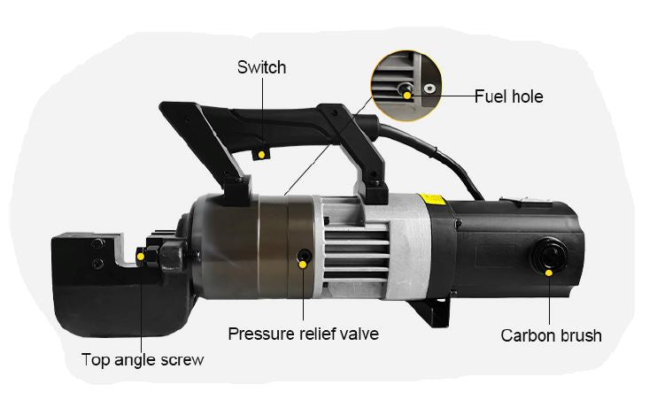 Aiko 1600W 25mm Hydraulic Electric Rebar Cutter - 220V Brushed Motor | Heavy Duty Steel Bar Cutting Tool for Construction & DIY Projects