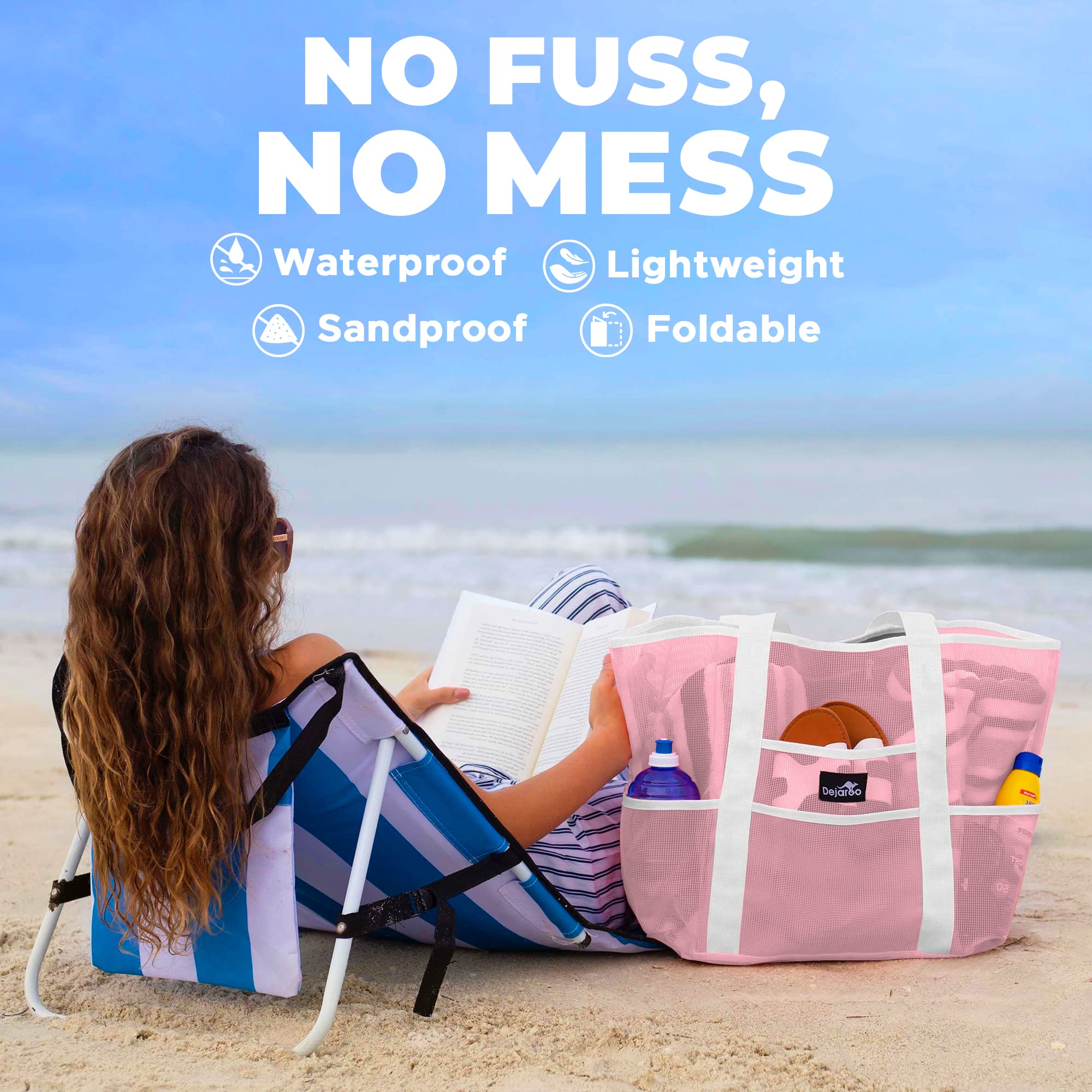 Mesh Sand-Free Beach Bag - Durable & Lightweight Storage for Beach Vacations, Pool Trips & Travel Essentials | Waterproof & Spacious Design for Towels, Sunscreen & More