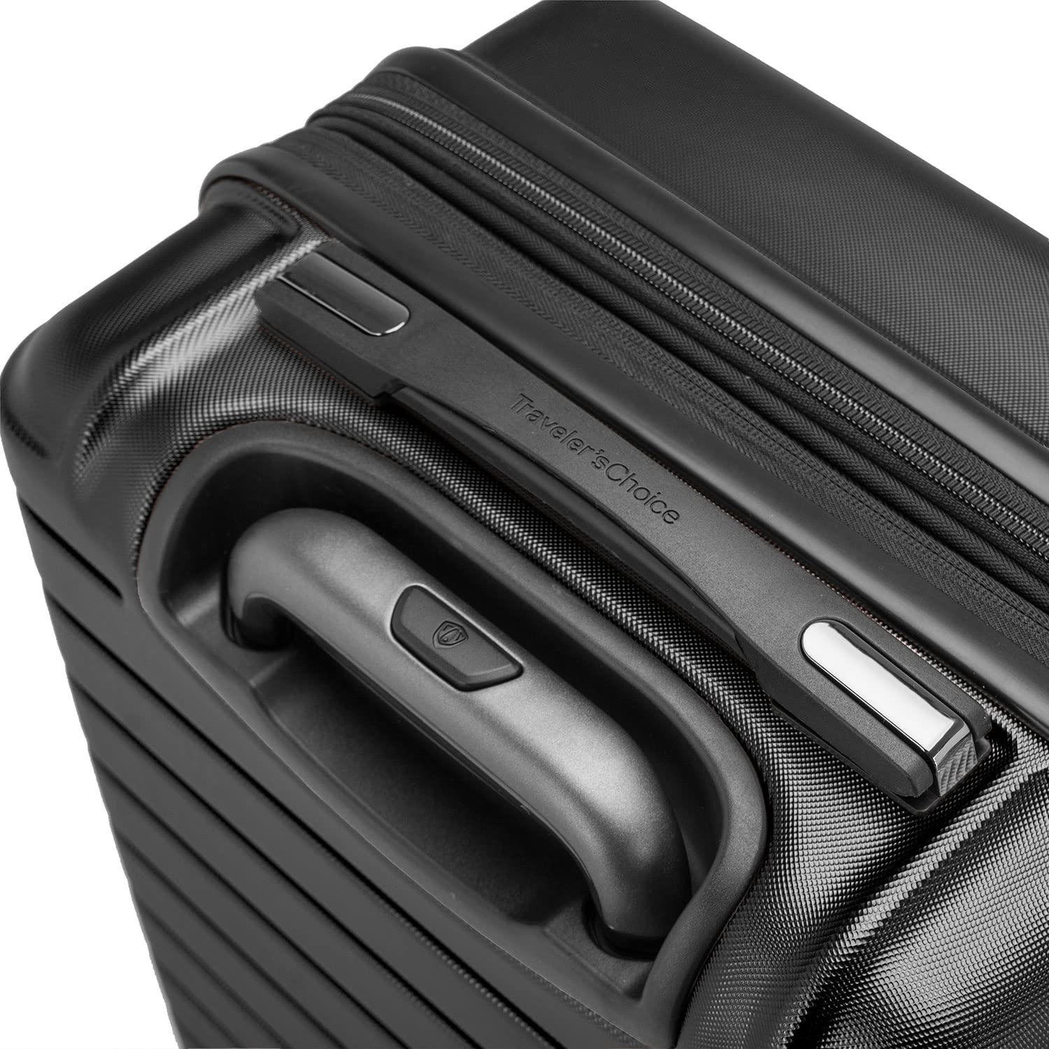 Traveler's Choice Archer Polycarbonate Hardside Spinner Luggage Set - 2-Piece Black Suitcase with Tie Down Straps for Secure Packing | Perfect for Business Trips, Vacations & Air Travel
