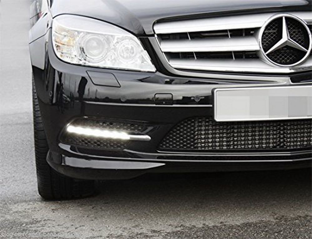 Direct Fit LED Daytime Running Lights for 2008-2010 Mercedes W204 C-Class (Sports Package) - DRL Headlight Upgrade for Enhanced Visibility & Style