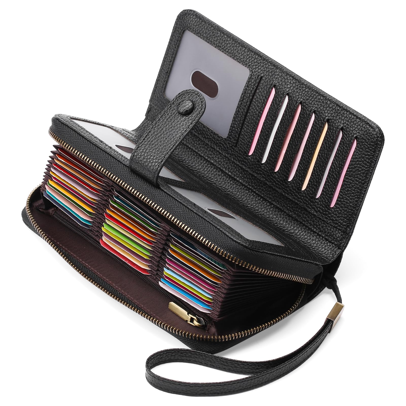 Women's RFID Blocking Leather Wallet - 45 Slots Card Holder for Travel & Daily Use