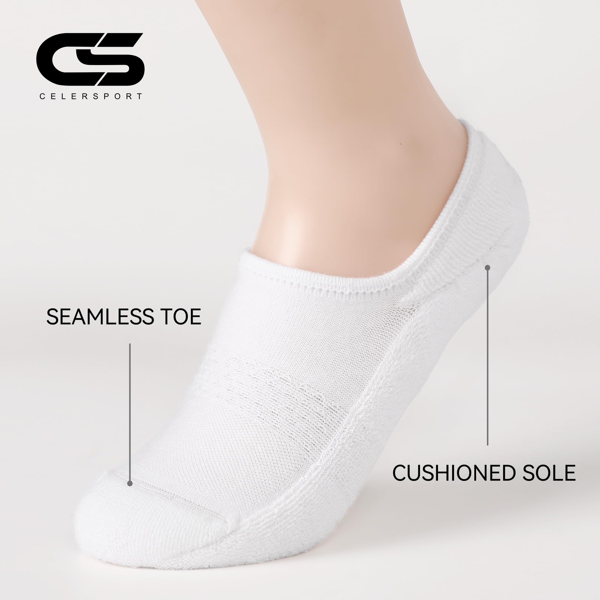 CELERSPORT 4/8 Pairs No Show Socks - Athletic Cushioned Low Cut for Men & Women - Perfect for Running & Sneakers