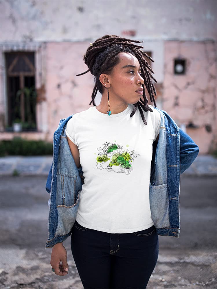 Women's Garden Plants in Pots Graphic Tee - Casual Summer T-Shirt for Gardening, Outdoor Activities & Relaxation