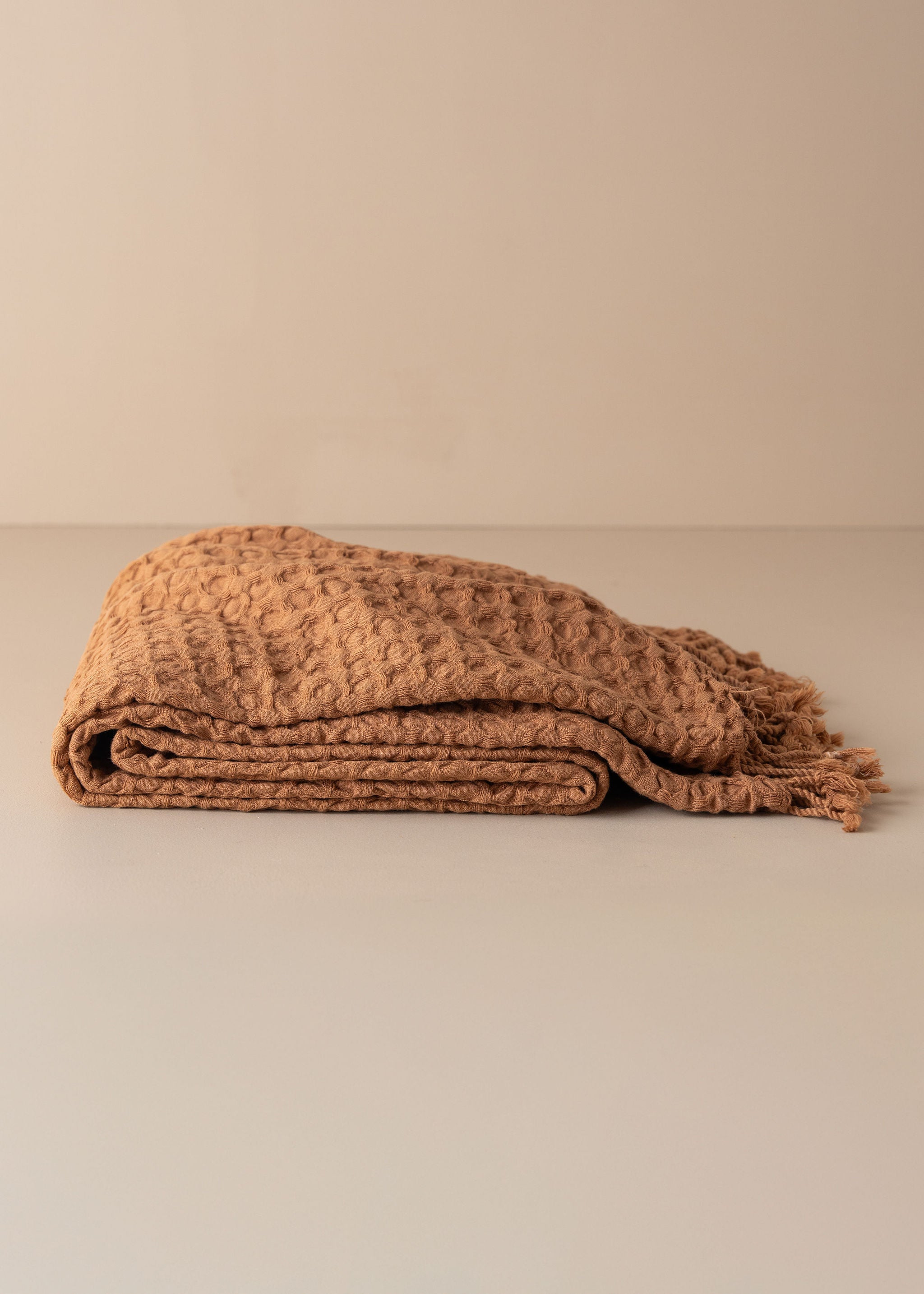 Corfu Cotton Throw Blanket - Soft & Cozy Terracotta Orange Throw for Couch, Bed, or Sofa - Perfect for Home Decor, Living Room, and Gift Giving