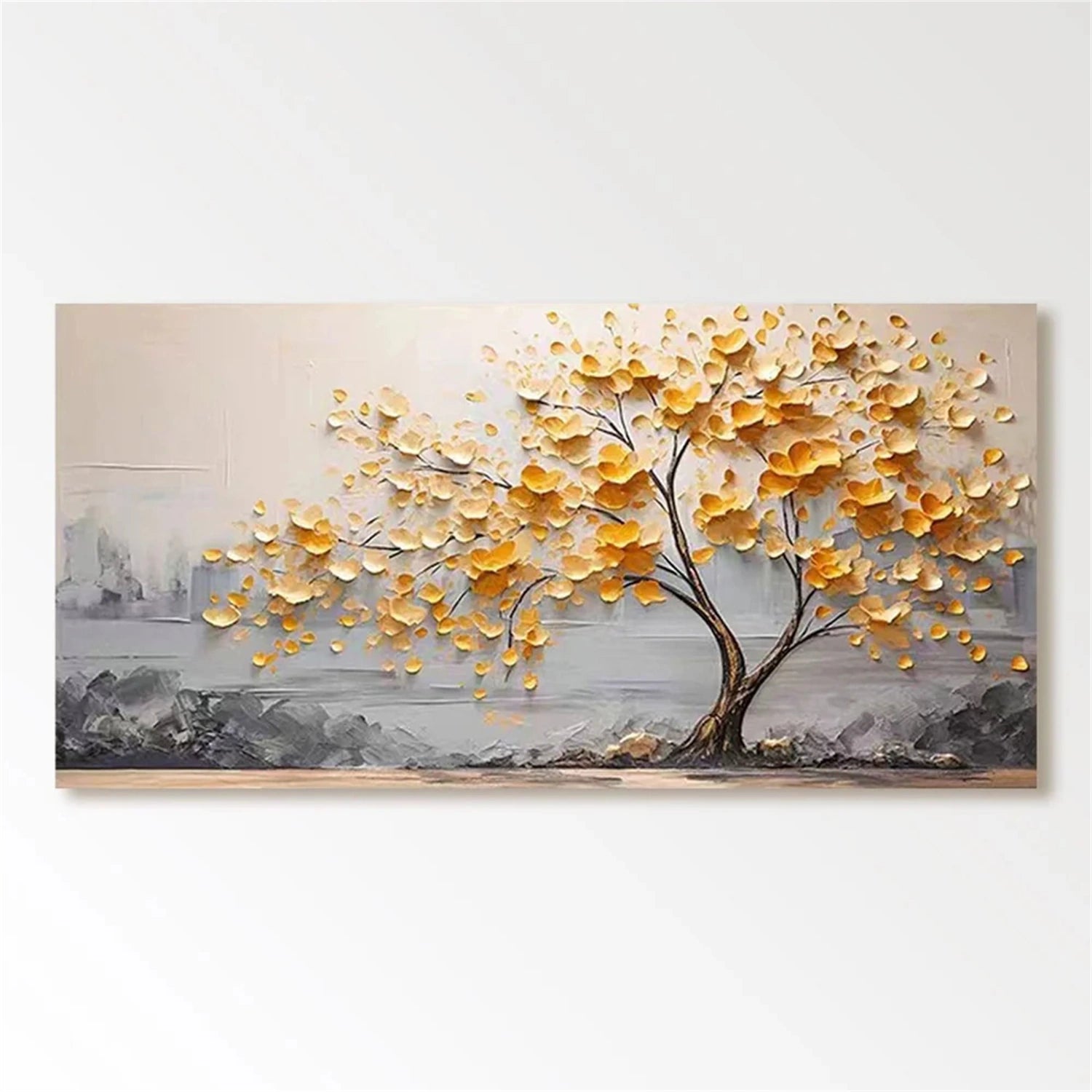 Flower and Tree Painting #FT123 - Handmade Canvas Art for Home Decor, Office, and Living Room Wall