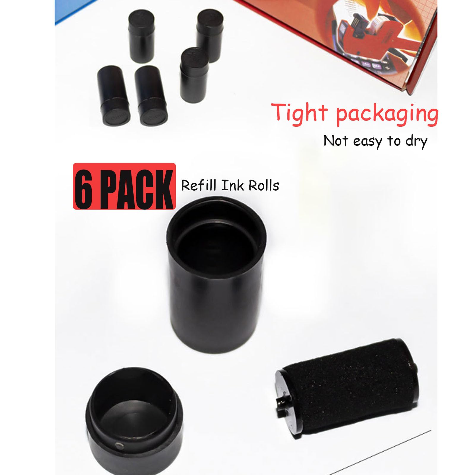 6 Pack Refill Ink Rolls Compatible with MX-5500 Label Price Gun - Replacement Ink Roller for Label Maker - Perfect for Retail Pricing, Warehouse Labeling & Inventory Management
