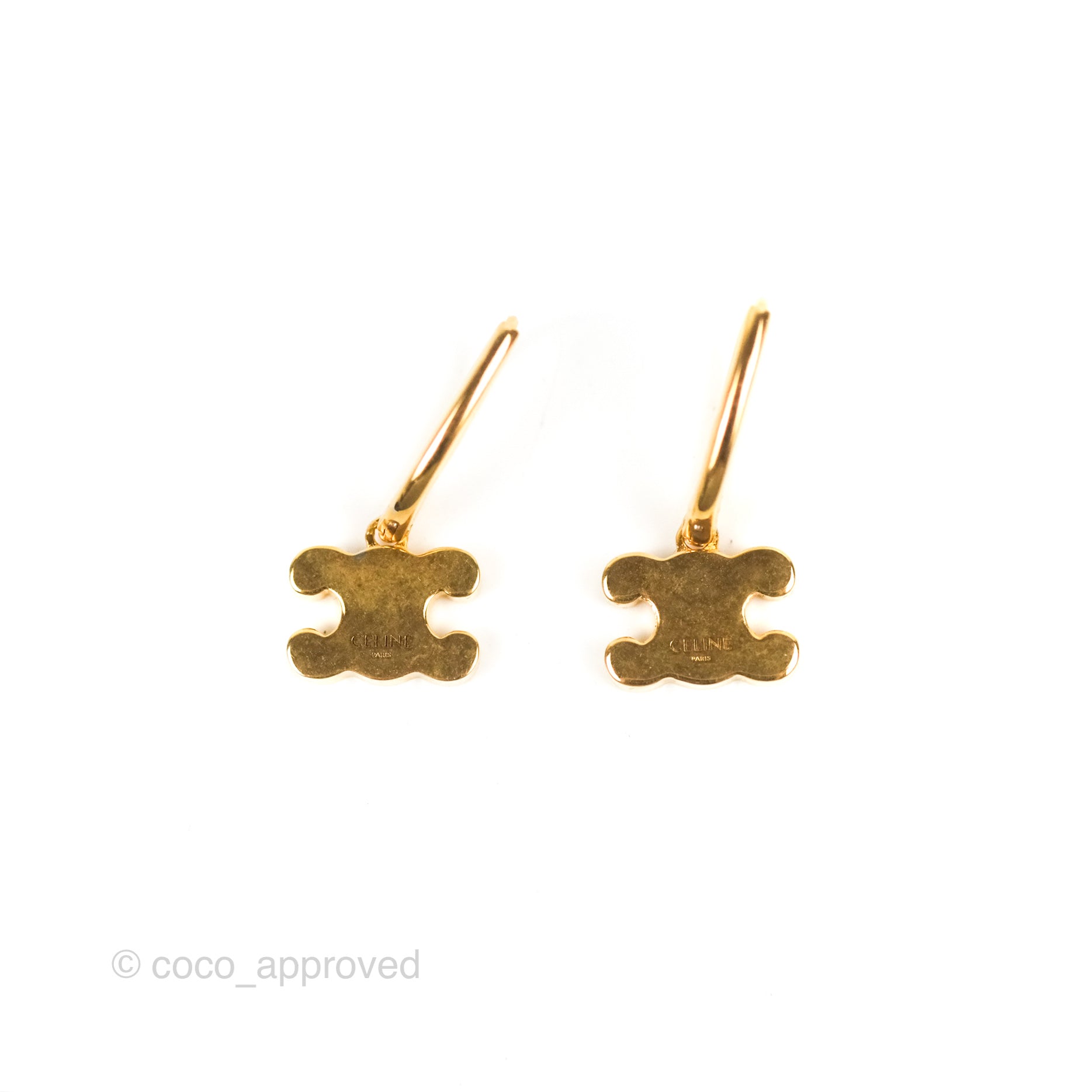 Celine Triomphe Earrings for Women - Luxury Gold-Plated Hoop Earrings with Signature Logo - Perfect for Parties, Weddings & Everyday Elegance