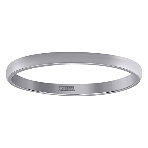 10K White Gold Wedding Band for Men & Women - 2mm Unisex Ring Size 5-13 - Classic Regular Fit Wedding Jewelry Gift for Couples, Anniversaries & Engagements