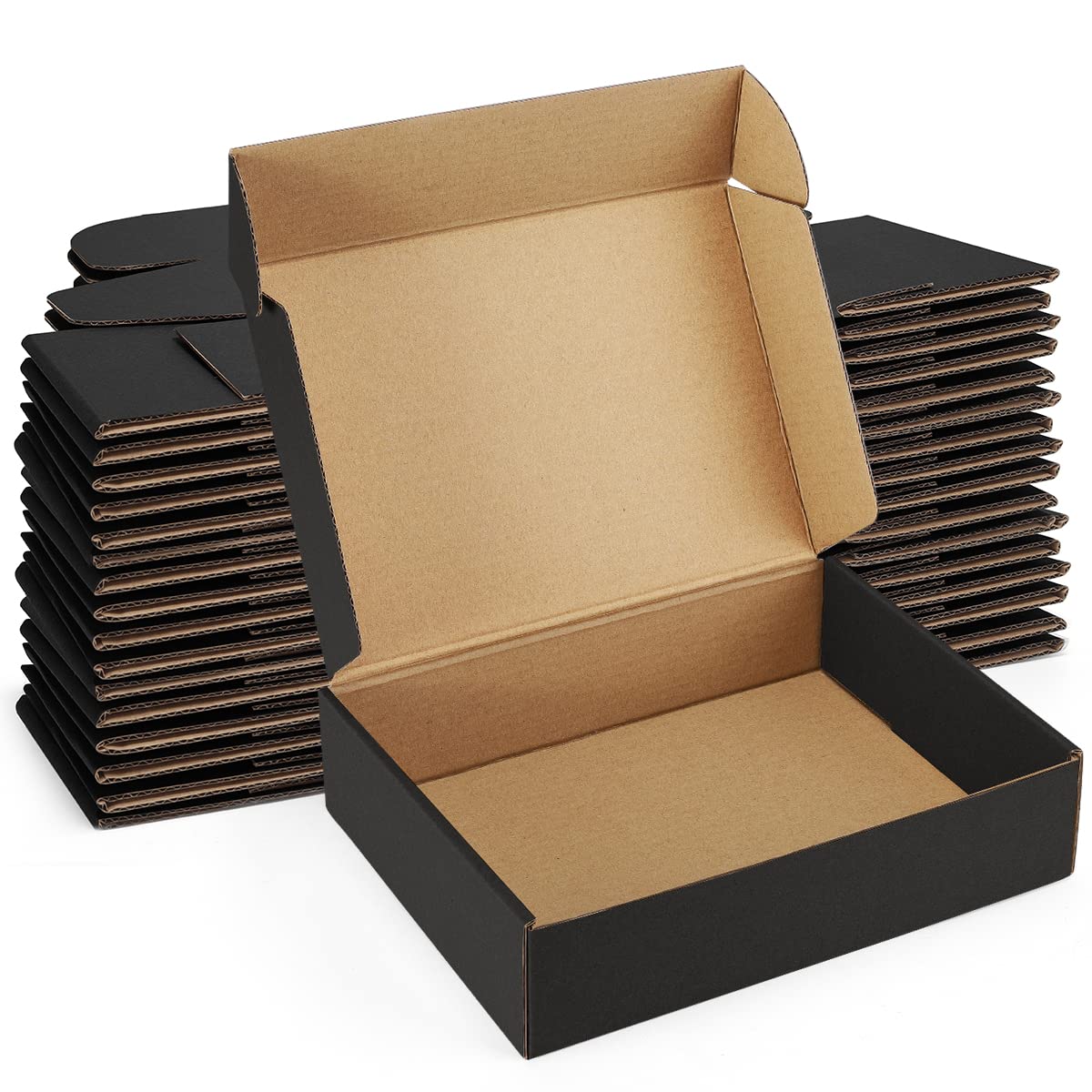 25 Pack 9x6x2 Inches Black Corrugated Cardboard Shipping Boxes - Small Mailing Boxes for Ecommerce, Jewelry, Cosmetics & Gift Packaging | Durable Mailers for USPS, UPS & FedEx