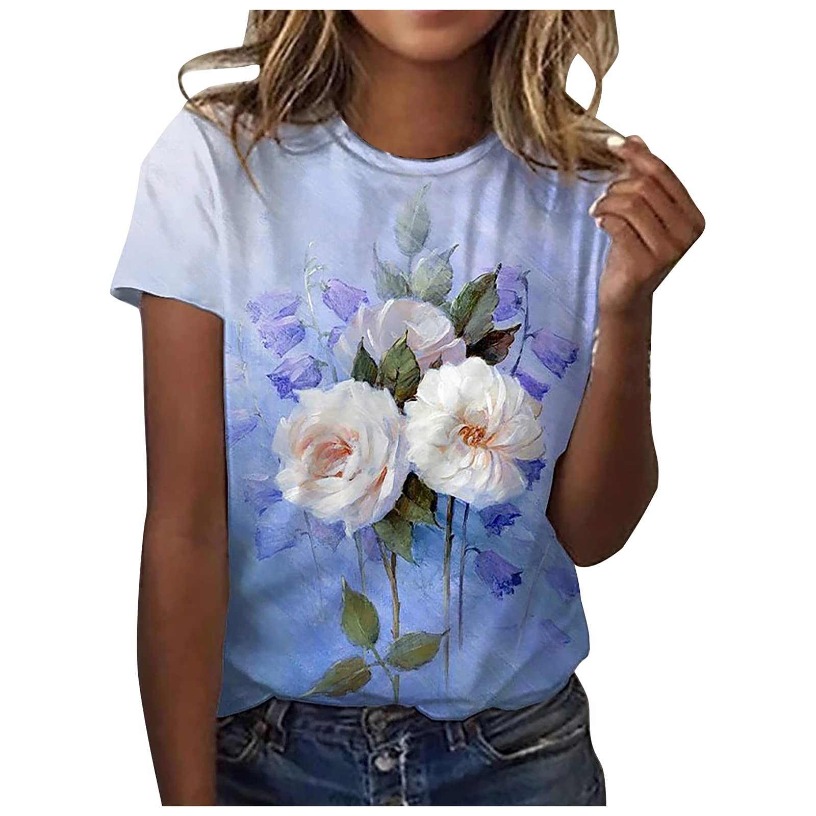 Women's Summer Short Sleeve T-Shirt - Cute Printed Graphic Tee, Loose Fit Casual Blouse Top | Perfect for Beach Outings, Weekend Wear & Summer Fashion