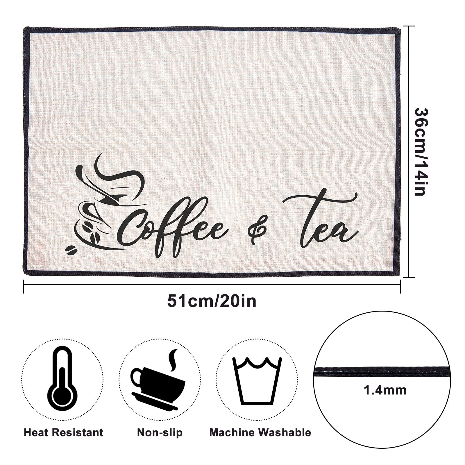 CRASPIRE Coffee Bar Set - 2-Piece Burlap Coffee Maker Mats, 20