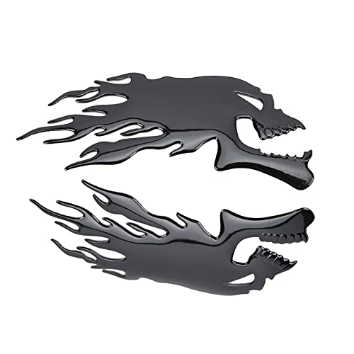 3D Flame Skull Motorcycle Stickers - 2Pcs Fuel Decals for Helmets & Bikes