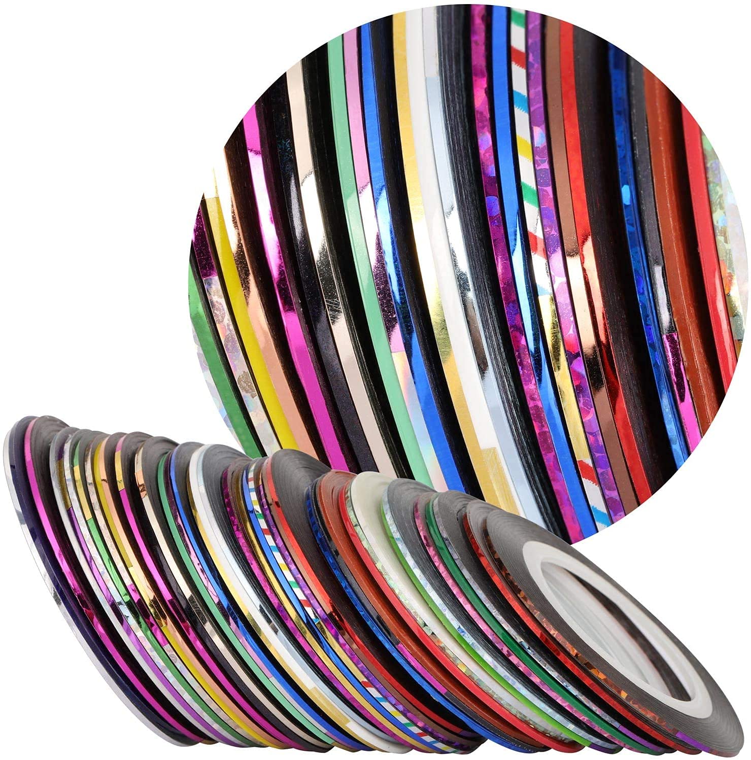 Belicia 10 Colors Mixed Nail Art Striping Tape - DIY Nail Design for French Tips, Ombre & Geometric Patterns - Perfect for Salon, Home Manicure & Nail Art Enthusiasts