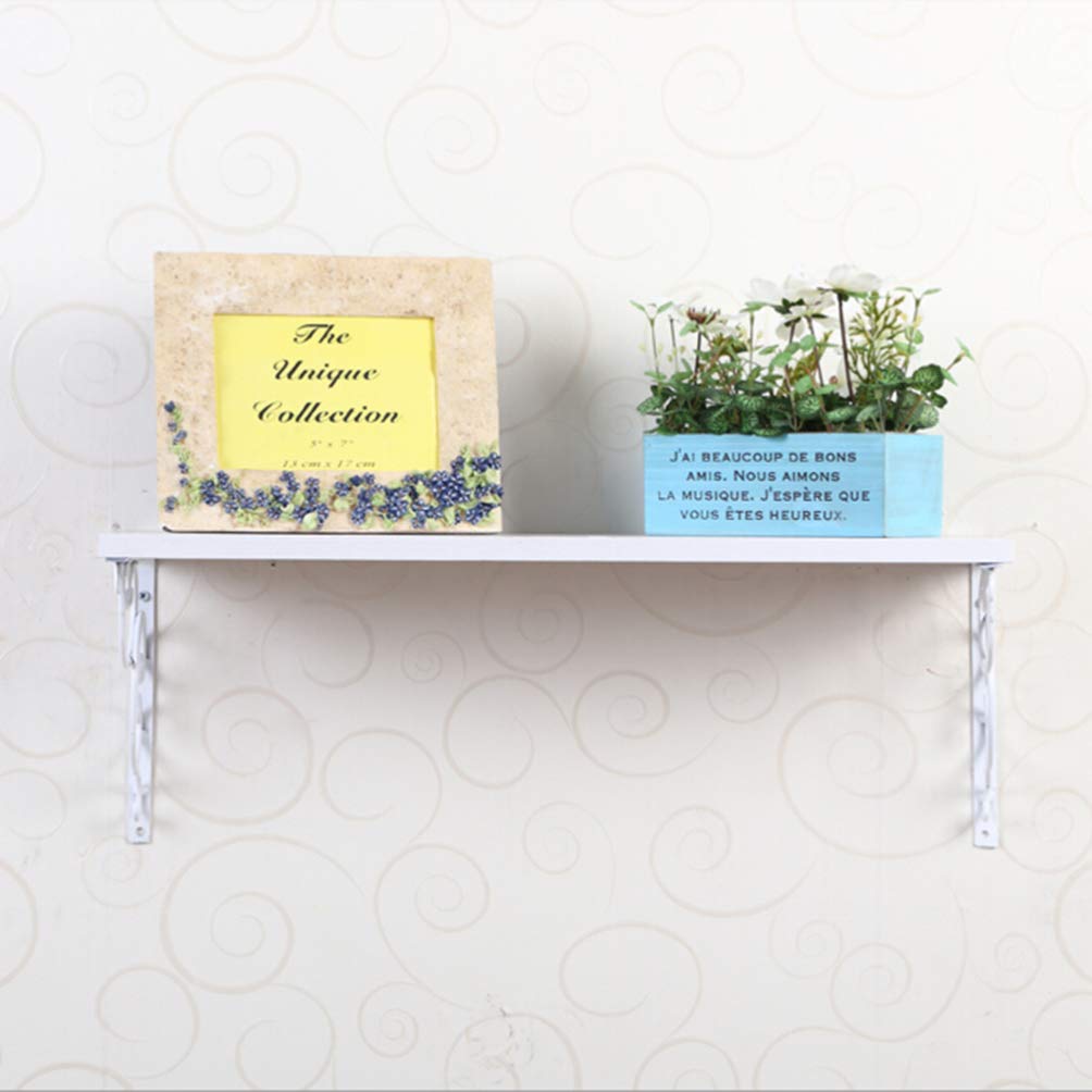 4-Pack White Decorative Cast Iron Floating Shelf Brackets - Medium Size L-Shaped Wall Mounted Brackets for Shelves, Perfect for Living Room, Bedroom, and Kitchen Storage Organization