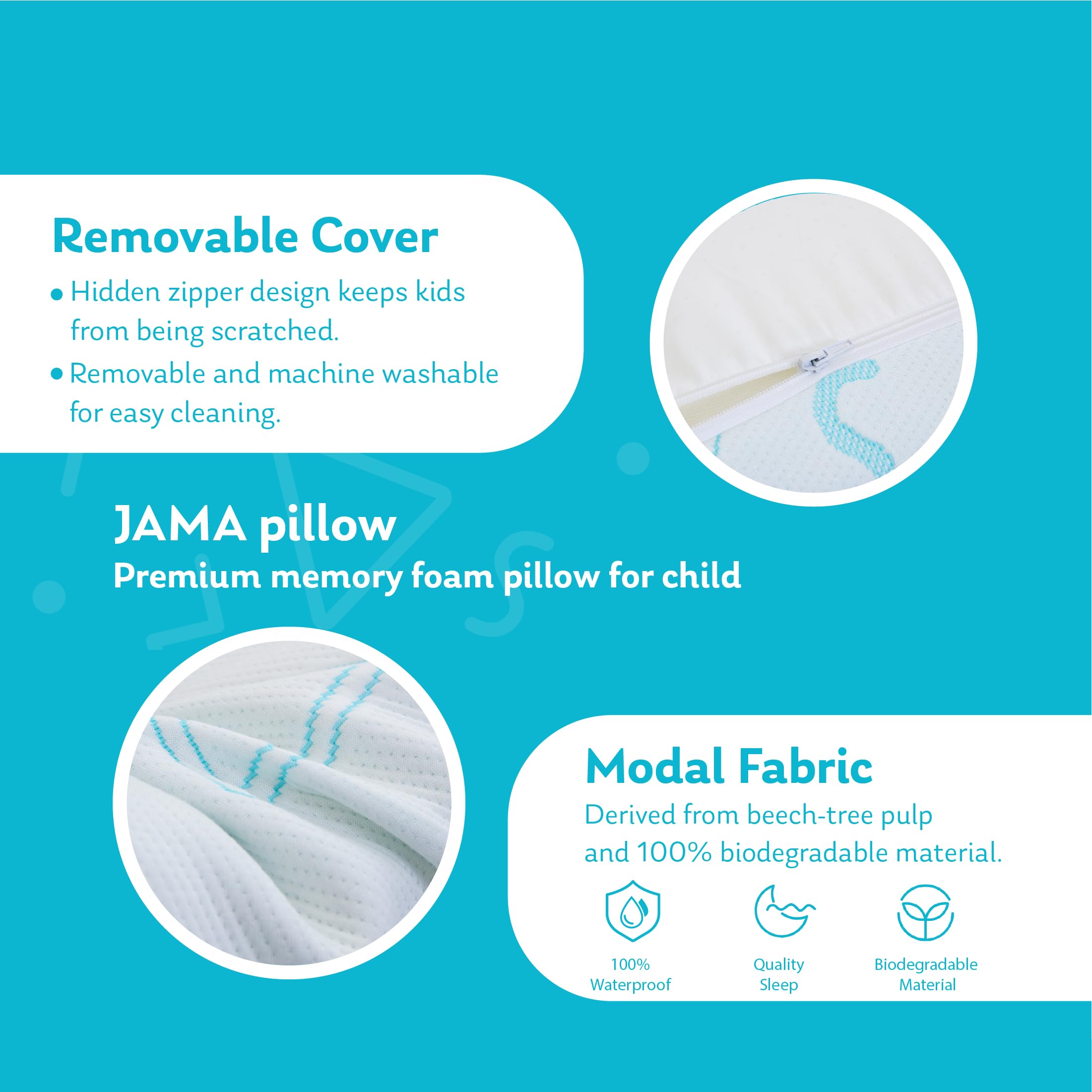 MLILY Kids Memory Foam Pillow - Adjustable Cooling Pillow for Boys & Girls (12x20 Inch, Blue) | CertiPUR-US Certified | Breathable Bed Pillow for Better Sleep | Perfect for Toddlers, Travel & Home Use