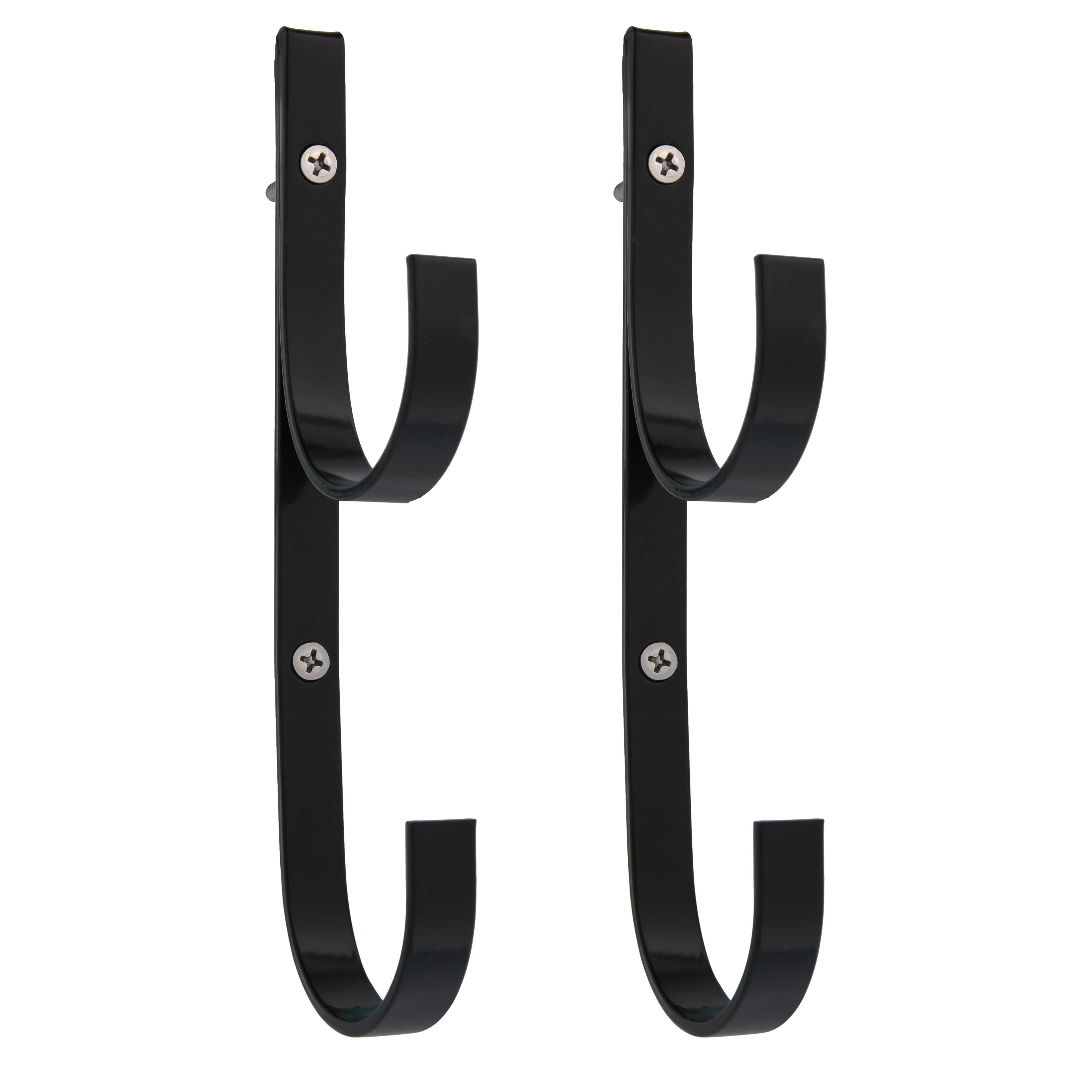 Premium Black Aluminum Pole Hanger (2 Pack) with Screws (4 Pack) - Heavy Duty Closet Organizer for Coats, Hats & Scarves
