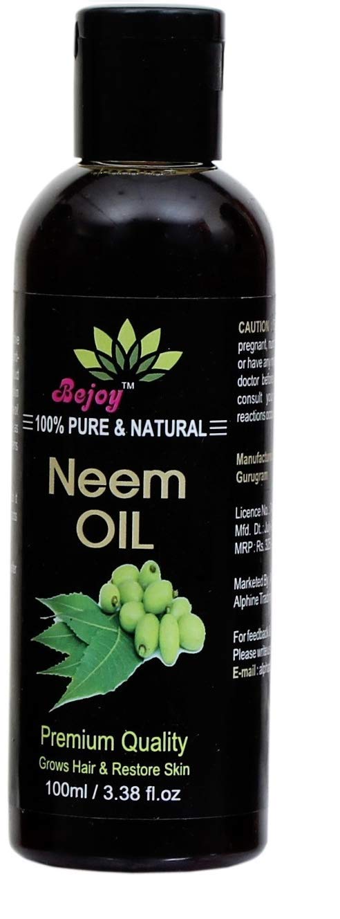 Bejoy 100% Pure Natural Neem Hair Oil for Hair Growth & Scalp Care - 3.4oz (100ml) - Promotes Stronger, Healthier Hair - Ideal for Daily Hair Treatment & Dandruff Control