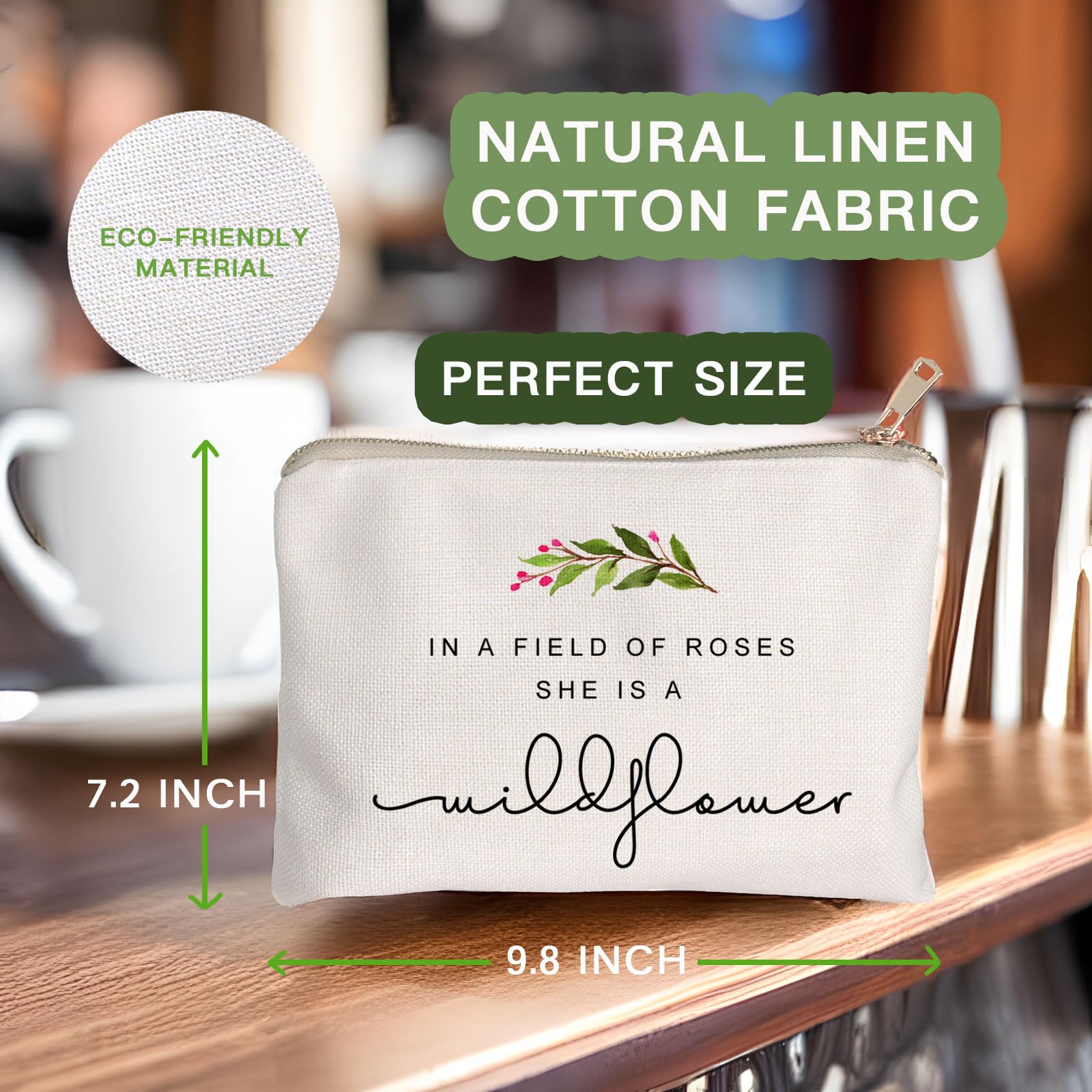 Wildflower Cosmetic Bag - Elegant Toiletry & Makeup Pouch for Women | Perfect Gift for Her, Daughter, Best Friend | Birthday, Travel & Daily Use