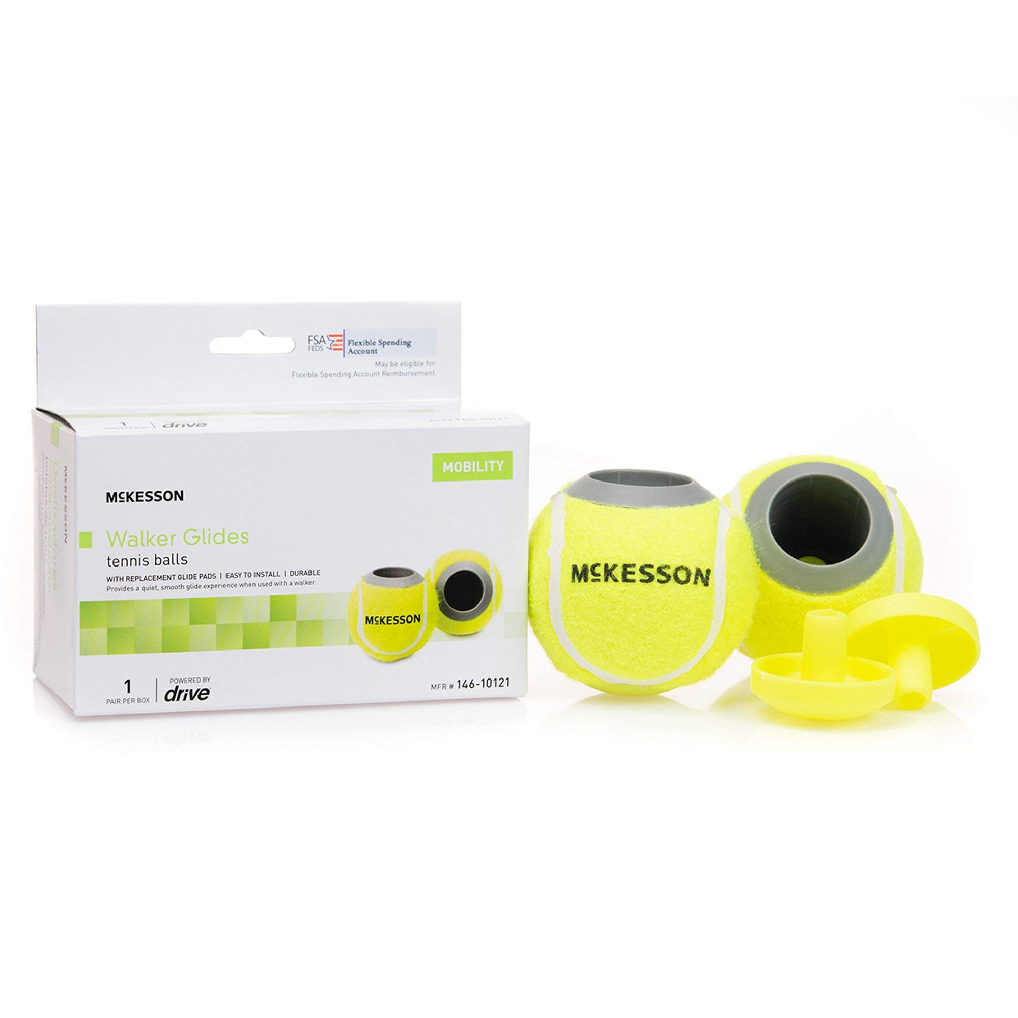 McKesson Walker Glides & Tennis Ball Replacement Pads - 10 Pairs for Enhanced Mobility & Stability - Ideal for Seniors, Post-Surgery Recovery, and Home Healthcare Use