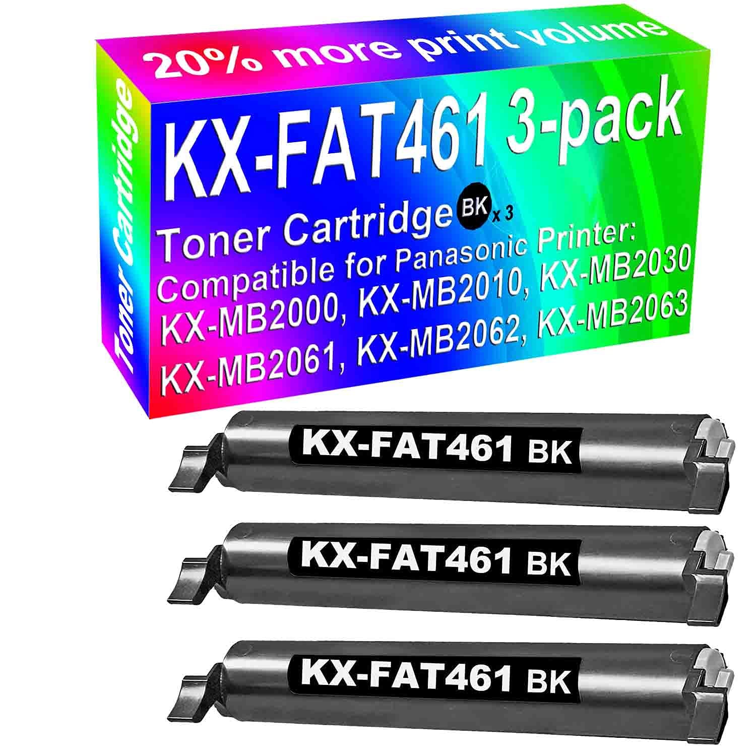 3-Pack High-Yield Black Laser Toner Cartridge - Compatible with Panasonic KX-MB2000/KX-MB2010/KX-MB2030/KX-MB2061/KX-MB2062/KX-MB2063 Printers - Ideal for Office & Home Printing, Documents & Reports