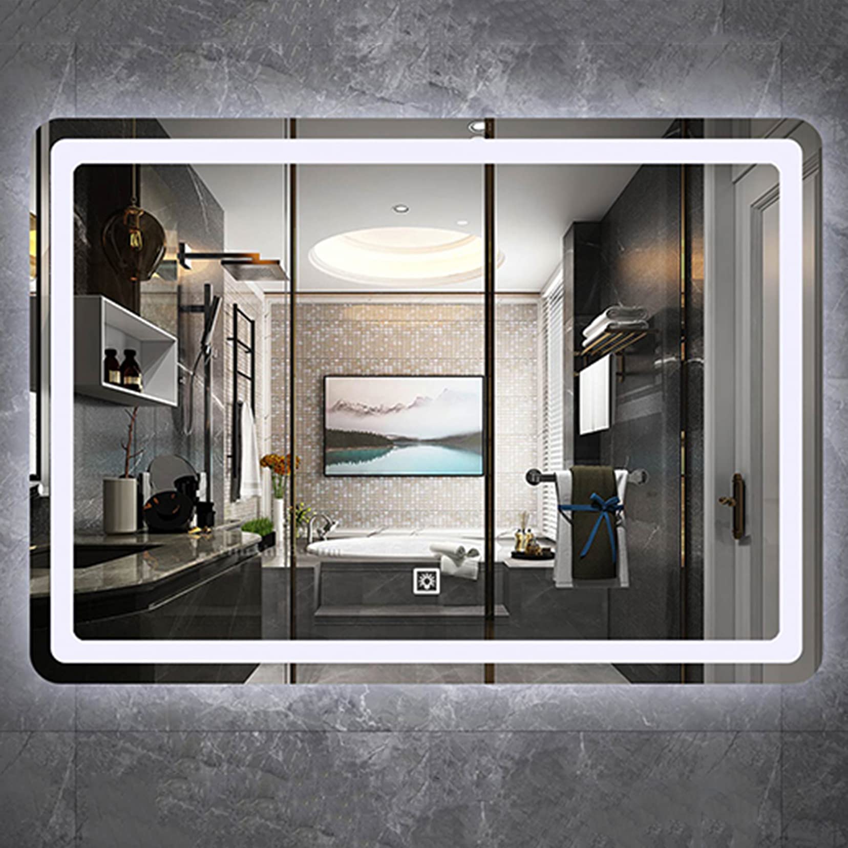 LED Bathroom Mirror with Anti-Fog Touch Switch - Adjustable Warm White/Natural Light, Wall Mounted Vanity Mirror for Makeup & Shaving - Perfect for Modern Bathrooms, Bedrooms, and Dressing Rooms