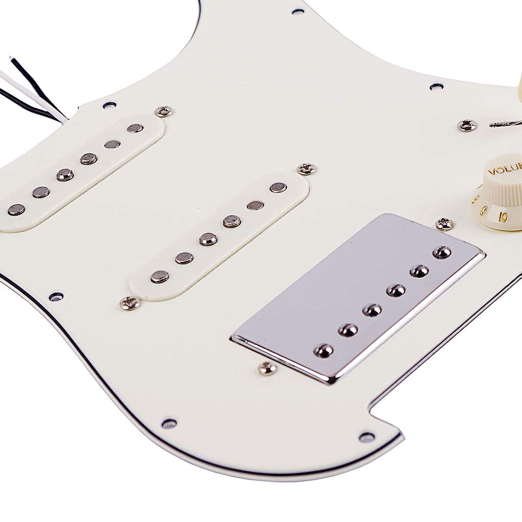 Alnicov Prewired Guitar Pickguard with SSH Dual Rail Humbucker Pickups - White Replacement Pickguard for Strat/ST Electric Guitars | Perfect for Rock, Blues & Studio Recording