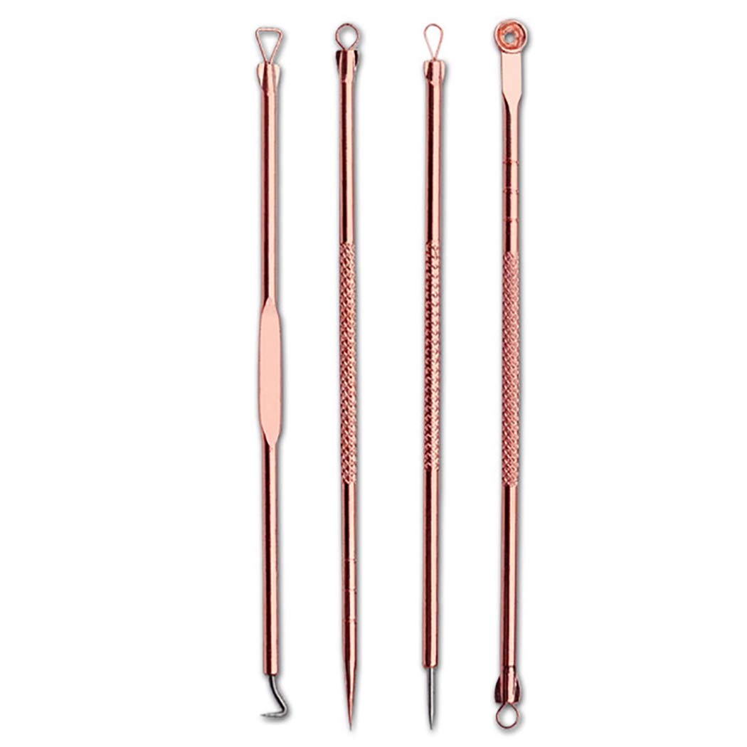 Anjetan 4PCS Blackhead Tweezers Kit - Stainless Steel Acne Extractor Tools with Travel Case for Blackhead Removal, Pimple Popping & Skincare - Perfect for Home Spa, Travel & Professional Use