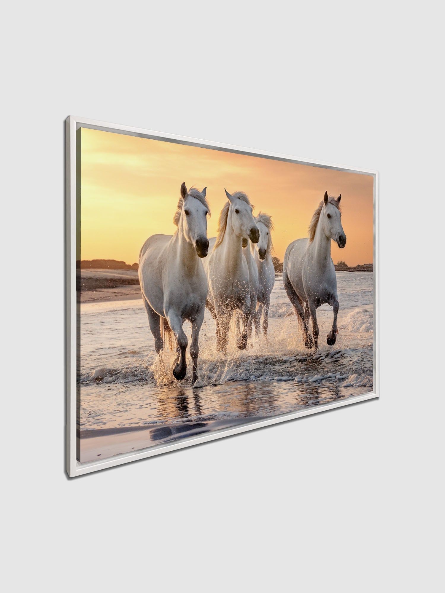 Galloping Horses Print - Animal Art Canvas with Gold Varnish - Fine Art Home Decor for Living Room, Bedroom & Office Wall