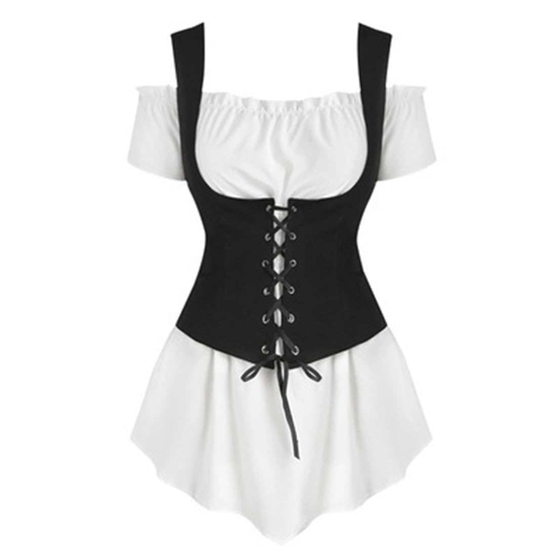 Vintage Renaissance Corset Blouse for Women - Medieval Pirate Shirt with Ruffles & Belt Set | Perfect for Renaissance Fairs, Cosplay & Victorian Themed Parties