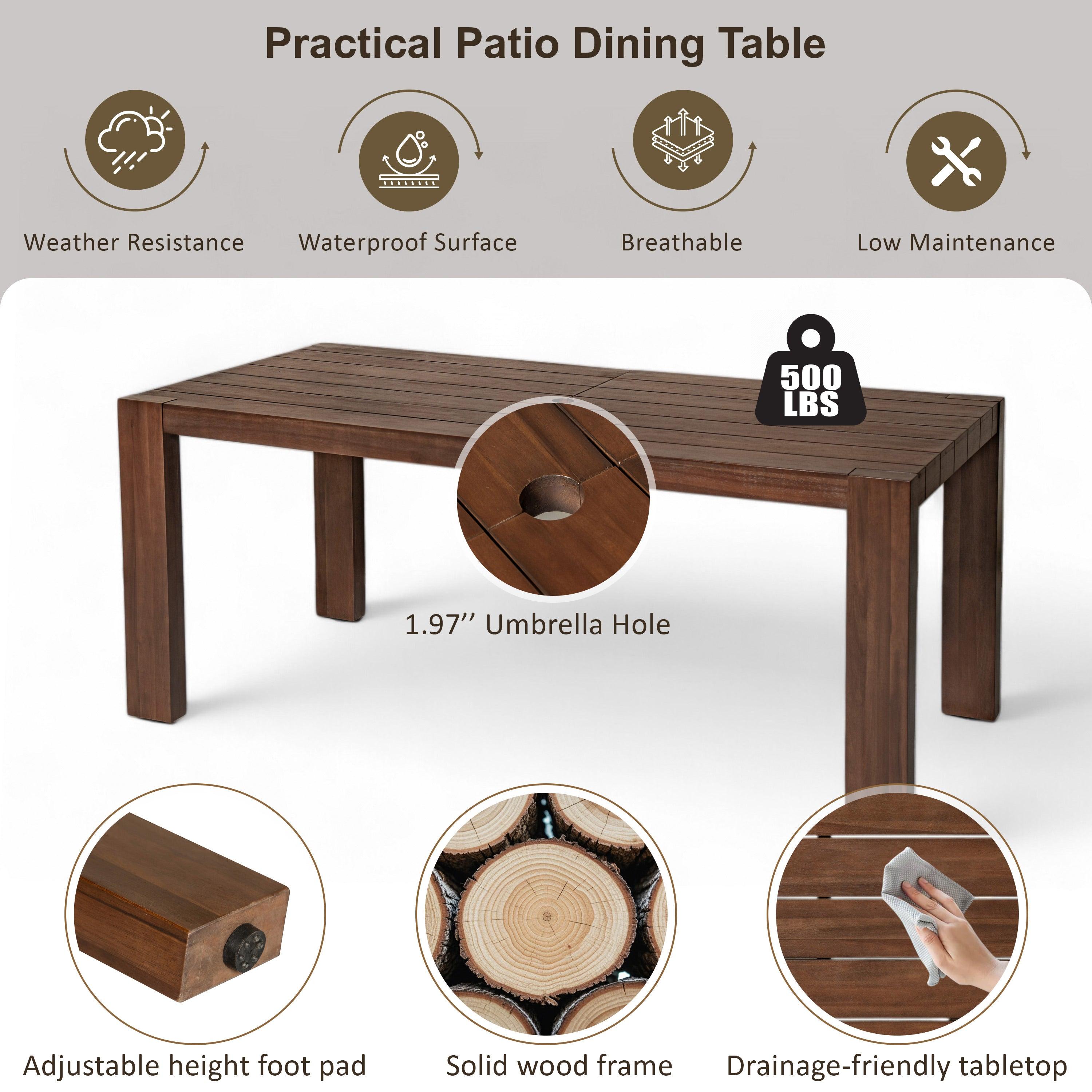 7-Piece Outdoor Patio Dining Set with 72.8
