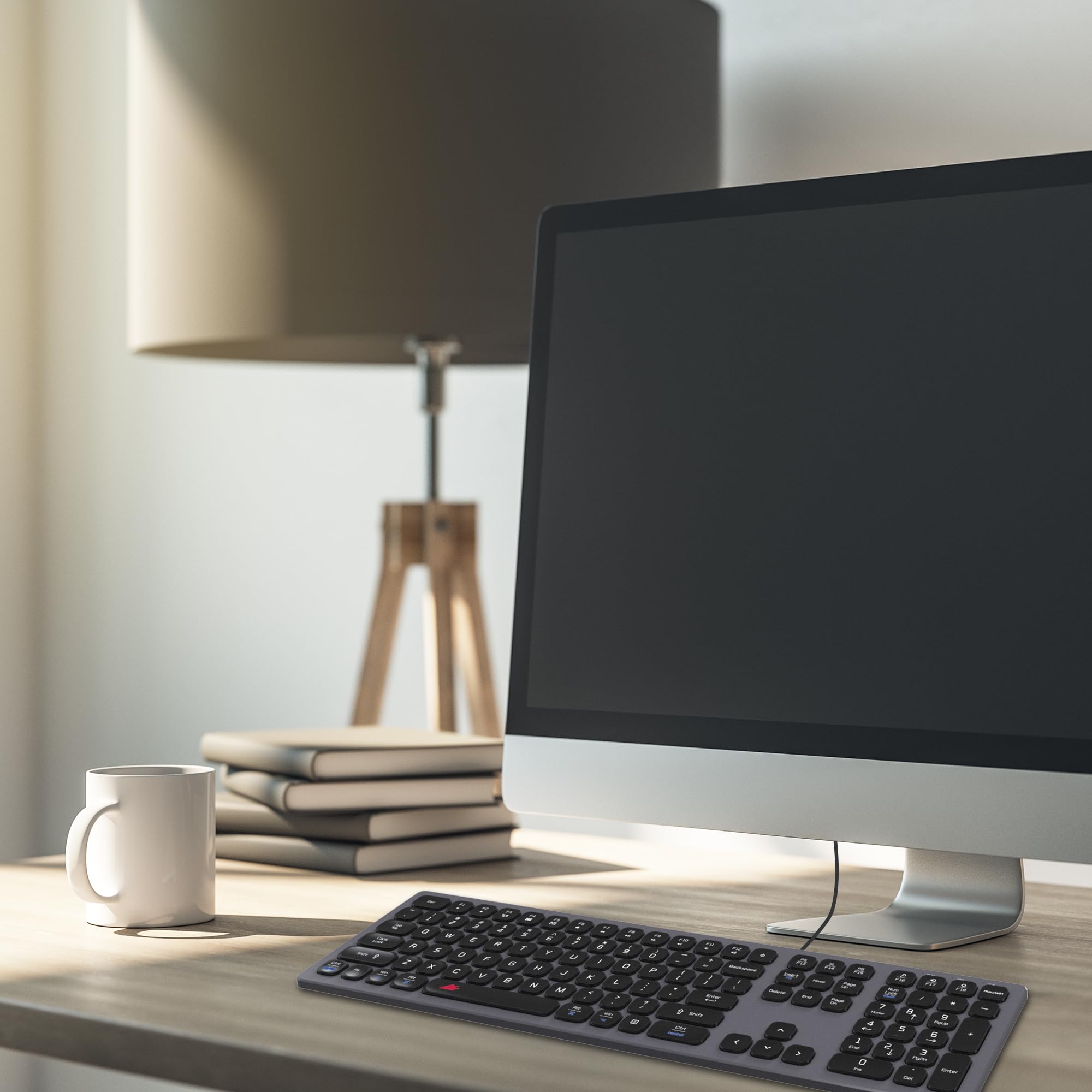 Slim USB Keyboard for Mac & Windows - Space Gray | Office & Gaming Use