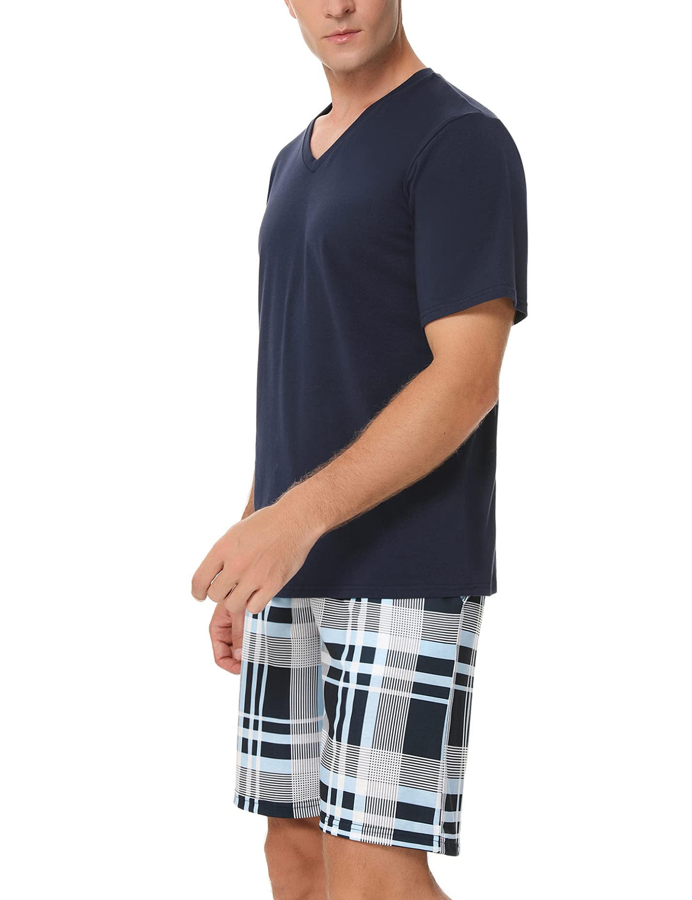 Men's Cotton Pajama Set - Soft V-Neck Sleepwear with Pockets for Lounge & Nighttime Comfort | Cozy Homewear for Relaxing Evenings & Bedtime