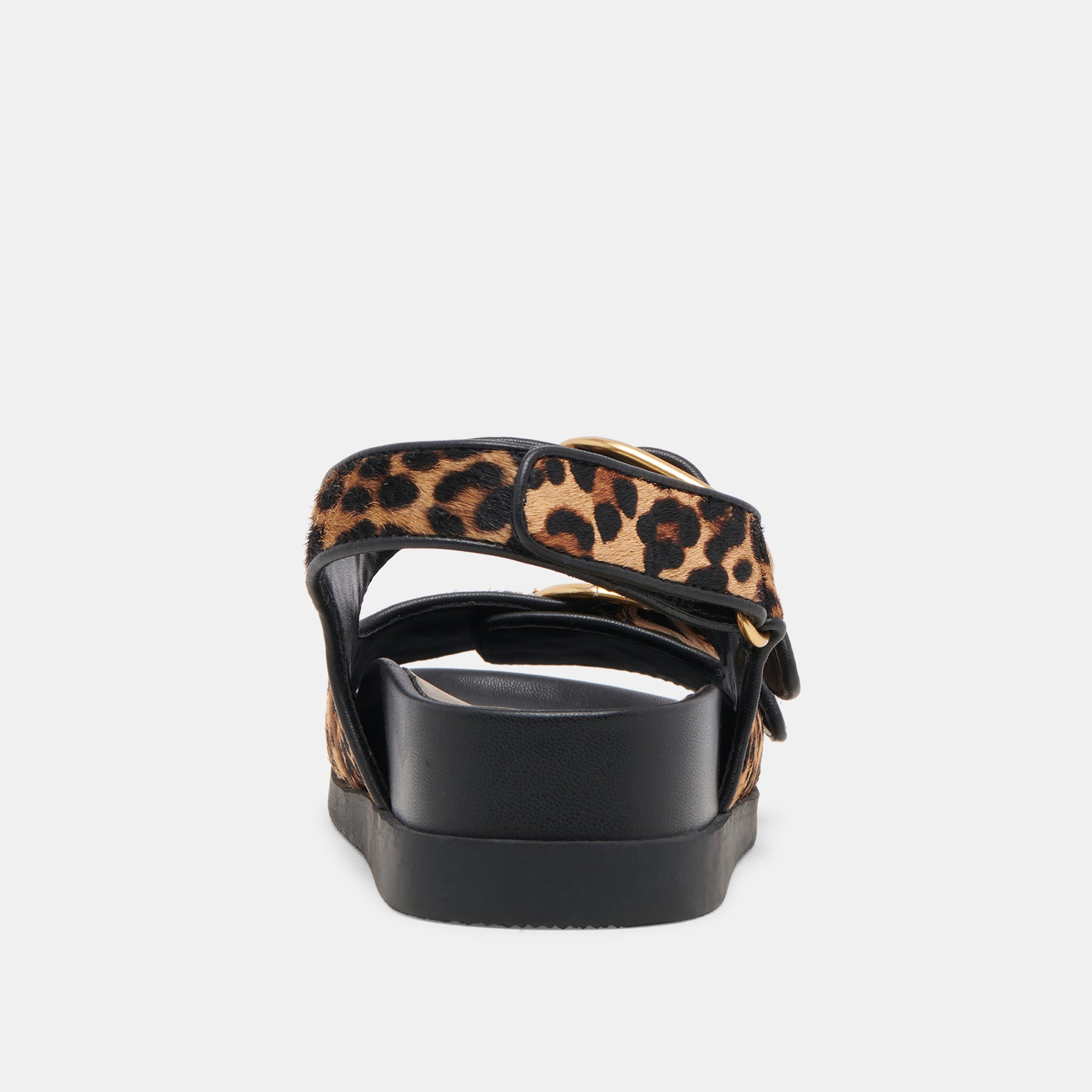 STARLA Women's Leopard Print Black Calf Hair Sandals - Fashionable & Comfortable for Summer, Beach, and Casual Outings