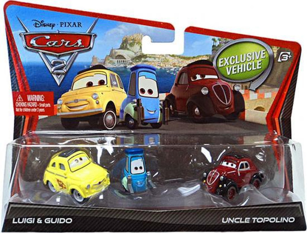 Disney Pixar Cars 2 Movie 1:55 Scale Die-Cast Toy Car Set - Luigi, Guido & Uncle Topolino 3-Pack | Collectible Model Vehicles for Kids & Fans | Perfect for Playtime, Display & Gift Giving
