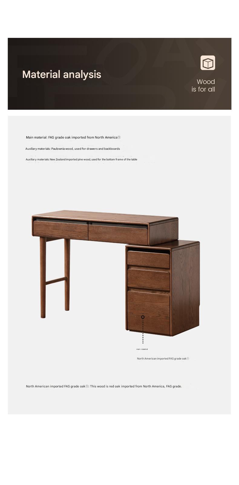 Modern Oak Solid Wood Retractable Vanity Dressing Table with Mirror - Perfect for Bedroom, Bathroom & Makeup Organization